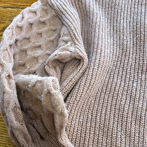 SHEIN brand mauve color ribbed knit sweater with waffle knit on sleeves, Size 1X - Picture 2 of 11